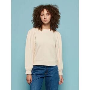 Nation ltd Carole Sweatshirt Cream Size Medium Oversized Puff Shoulder